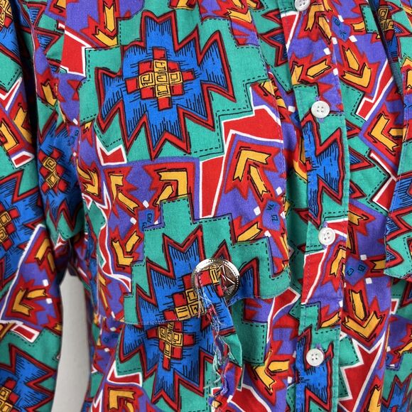 Vintage Frontier Series Button Down Shirt Women Medium Western Graphic Casual - Picture 6 of 13